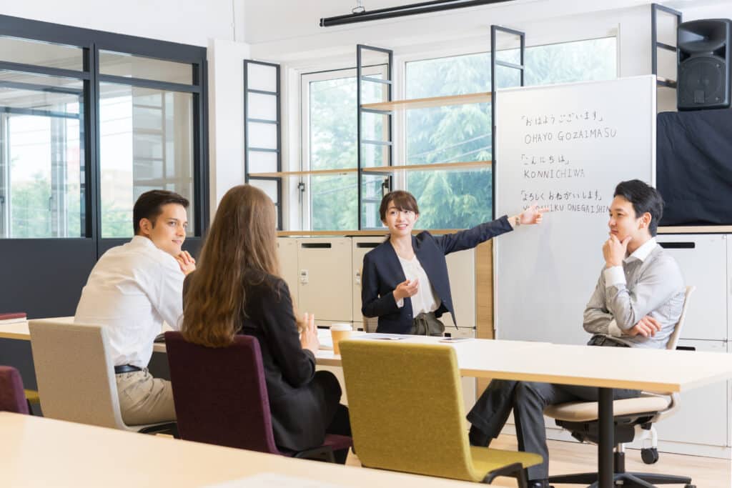 People taking part in an intercultural meeting