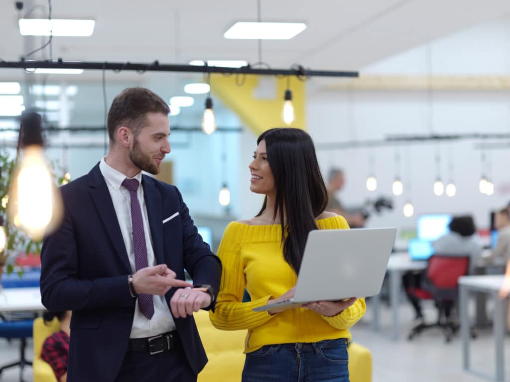 Business team working together on a project in a coworking office